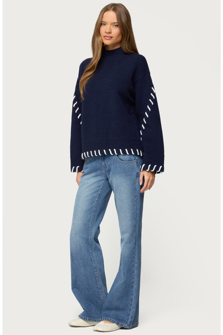 Indah Mock Neck Sweater, Alternate, color, NAVY