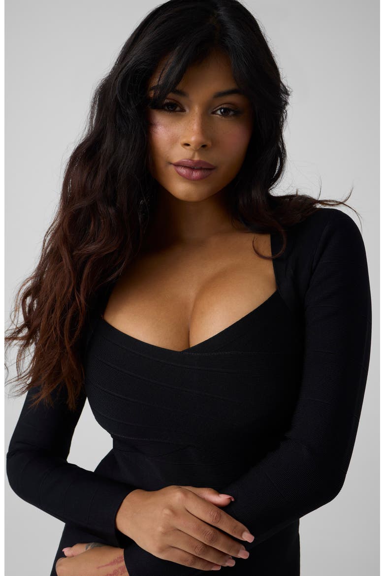 Aviana Long Sleeve Bandage Minidress, Alternate, color, JBLACK-BLACK