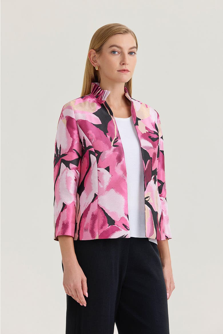 Family Savvy Shimmer Lined Floral Jacquard Woven Jacket, Alternate, color, Carmine Rose/Pink