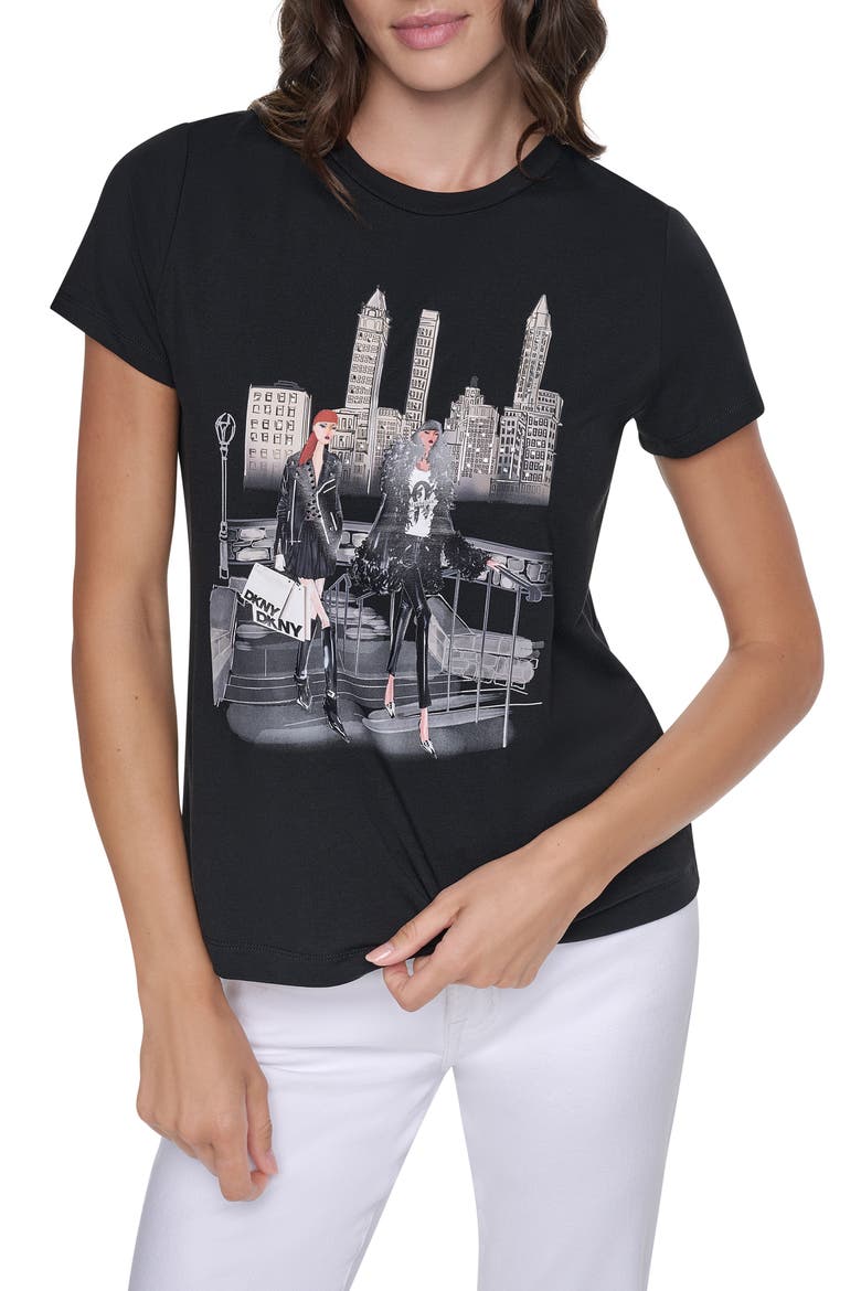 Central Park Steps Graphic T-Shirt, Main, color, BLACK
