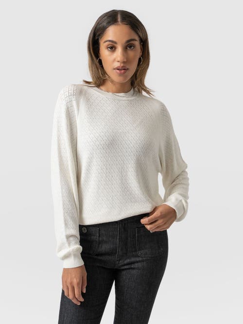Saint + Sofia Diamond Knit Sweater In White