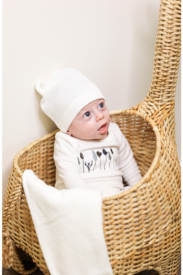 Garden Embroidered Footie, Alternate, color, CREAM BOY