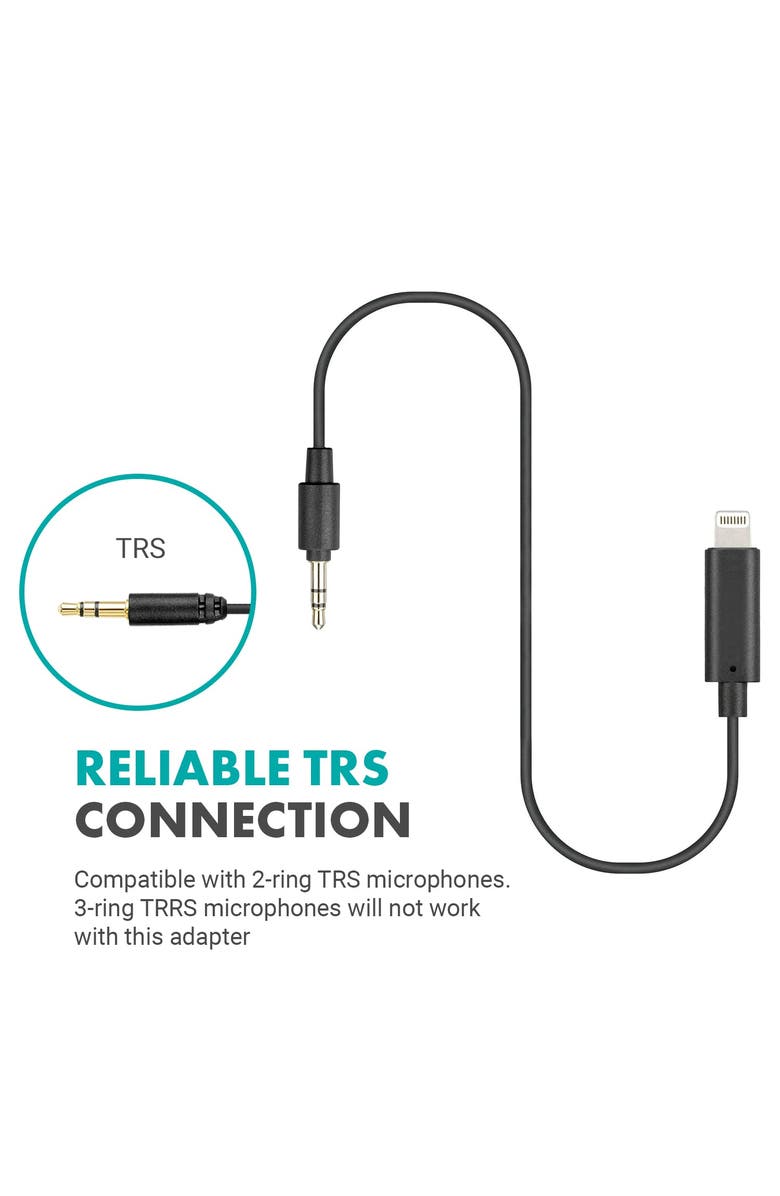 MOVO IMA-4 TRS to Lightning Adapter - Compatible with iPhone and iOS Devices, Alternate, color, Black