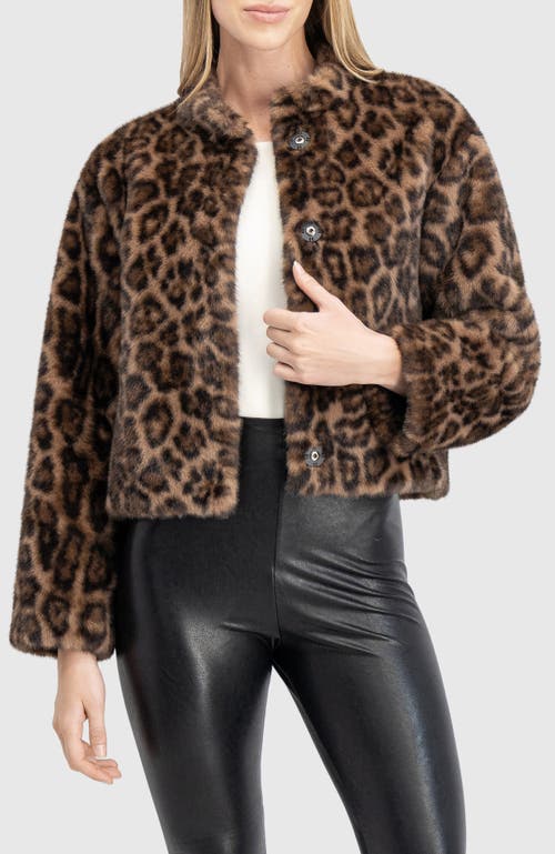 Lyla Grant Fur-free Mink (faux Fur) Collarless Jacket In Animal Print