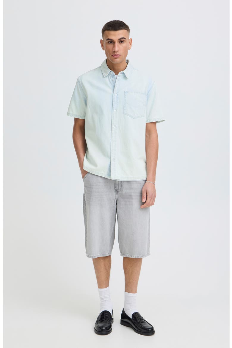Rogue Casual Fit Short Sleeve Cotton Button-Up Shirt, Alternate, color, LIGHT BLUE DENNIM