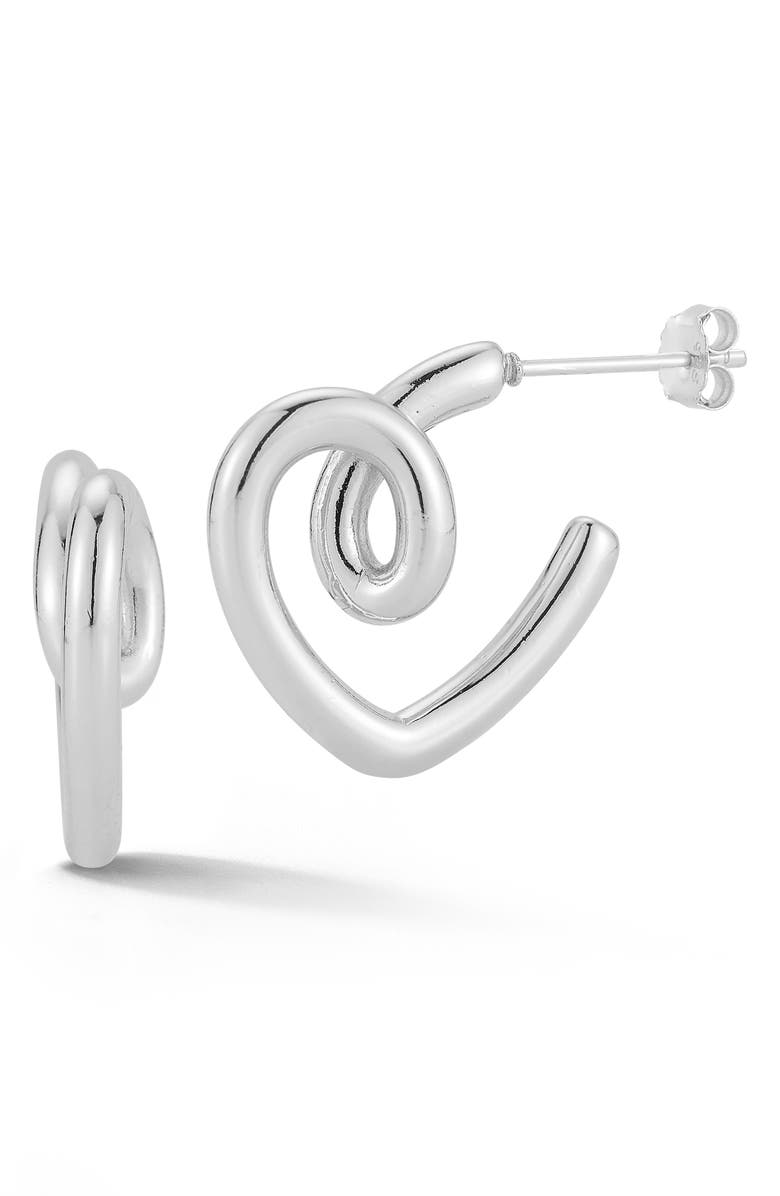 GLAZE JEWELRY Tube Heart Huggie Hoop Earrings, Main, color, Silver