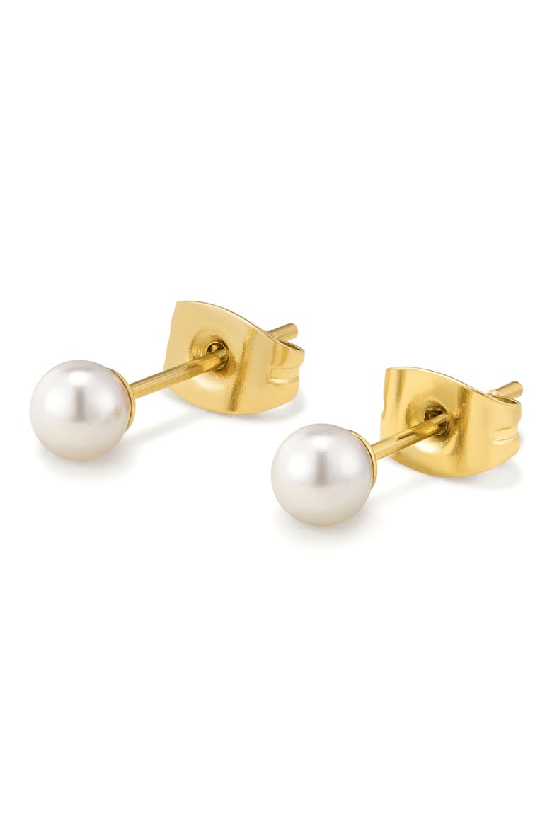 Imitation Pearl Stud Earrings, Alternate, color, GOLD