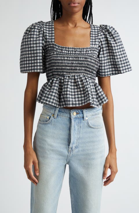 Check Seersucker Top
