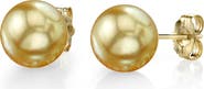 The Pearl Source 11mm Golden South Sea Round Pearl Stud Earrings