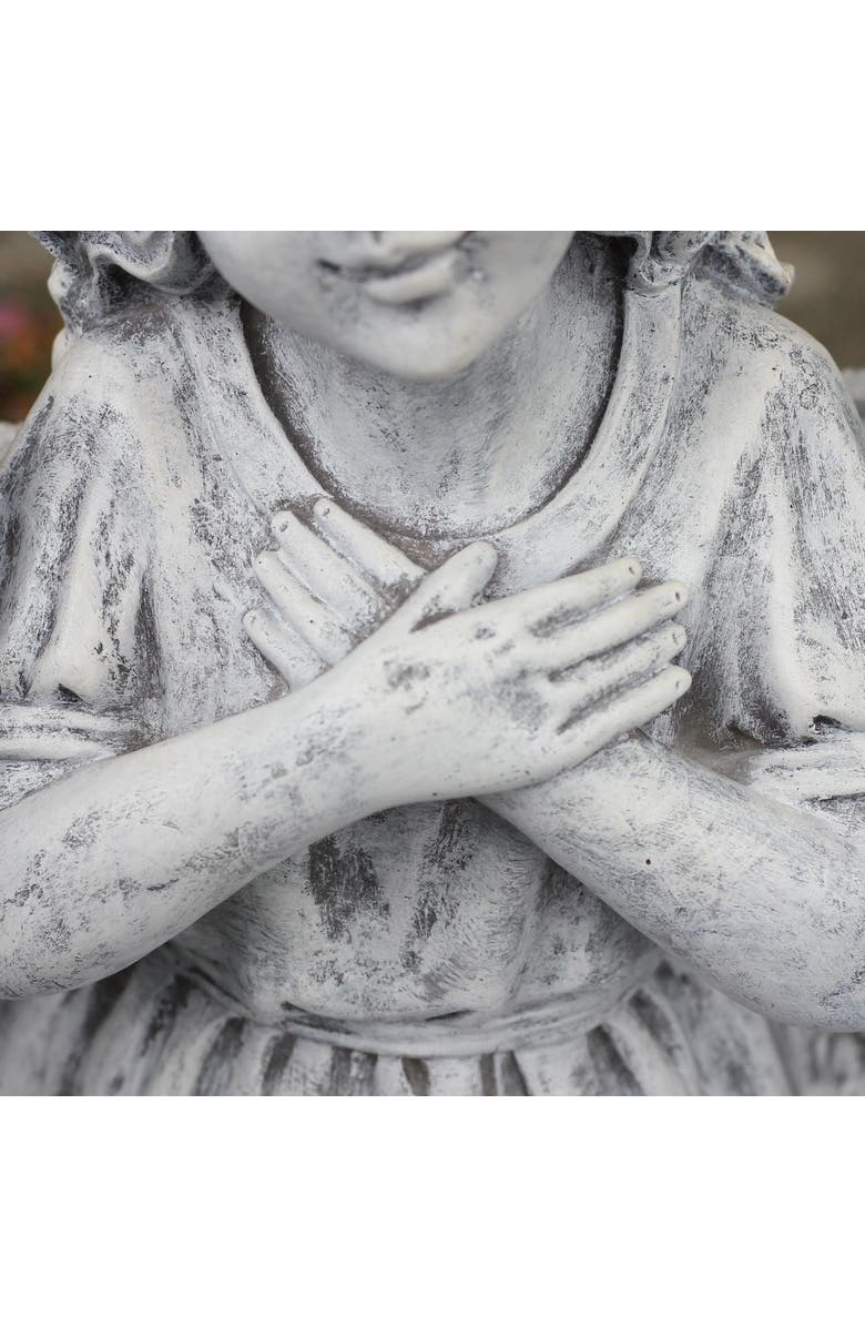 Northlight Angel Child Wrapped in Wings Outdoor Garden Statue - 16", Alternate, color, Gray