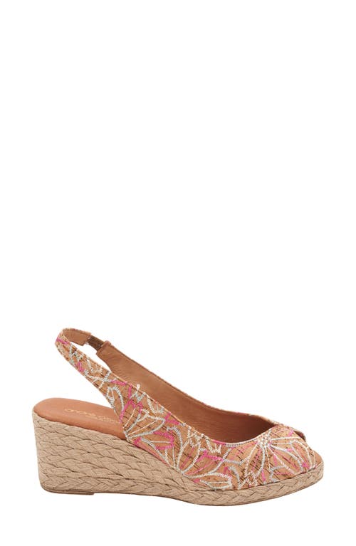 Andre Assous André Assous Audrey Slingback Peep Toe Espadrille Wedge Sandal In Beige/pink Multi Floral
