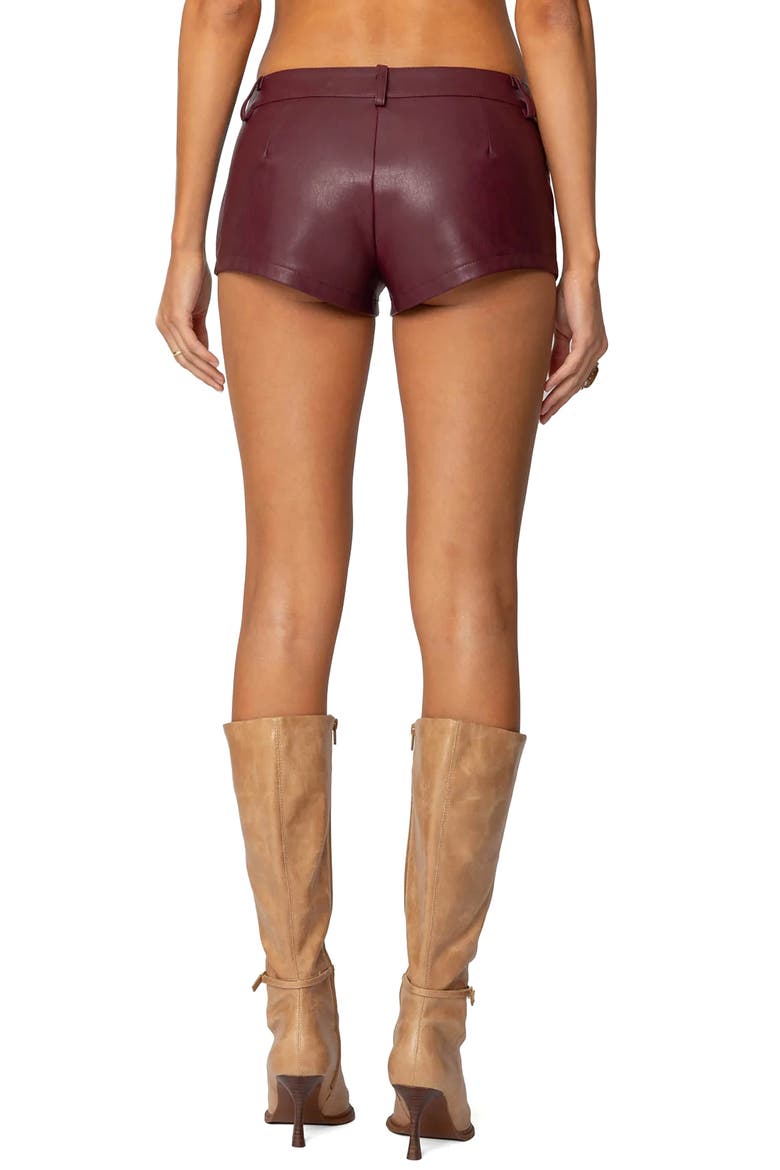Melaney Faux Leather Micro Shorts, Alternate, color, BURGUNDY