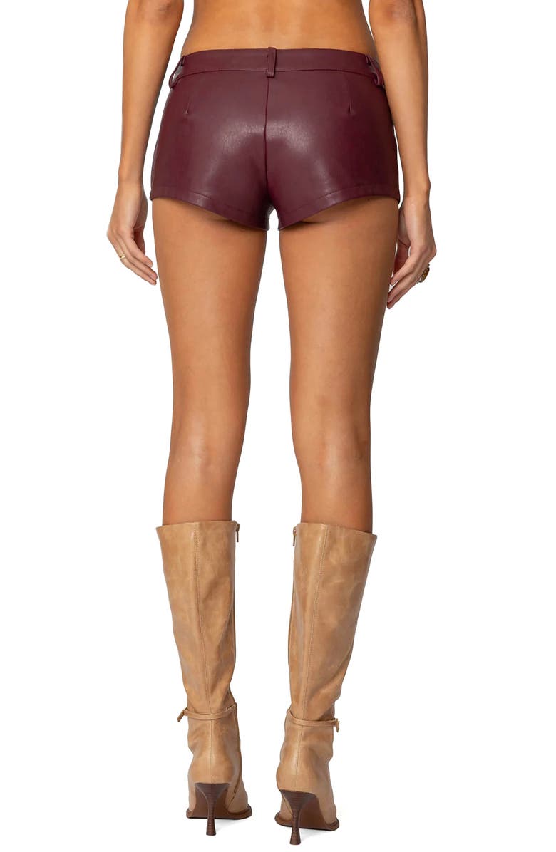 EDIKTED Melaney Faux Leather Micro Shorts, Alternate, color, Burgundy