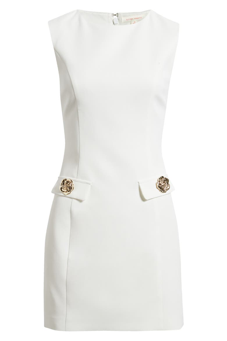 Woven Jewel Neck Shift Dress, Alternate, color, WHITE