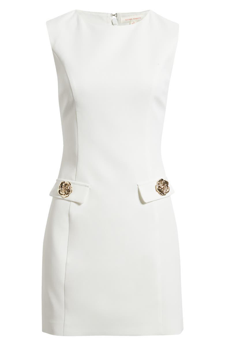 FLYING TOMATO Woven Jewel Neck Shift Dress, Alternate, color, White