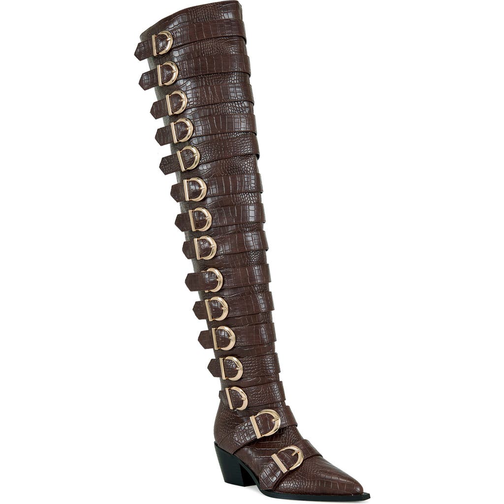 Azalea Wang Braulia Buckle Over The Knee Boot In Brown