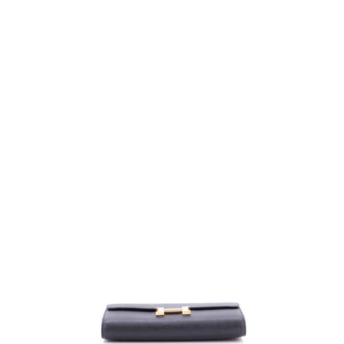 Pre-owned Hermes Hermes Constance To Go Wallet Epsom In Black