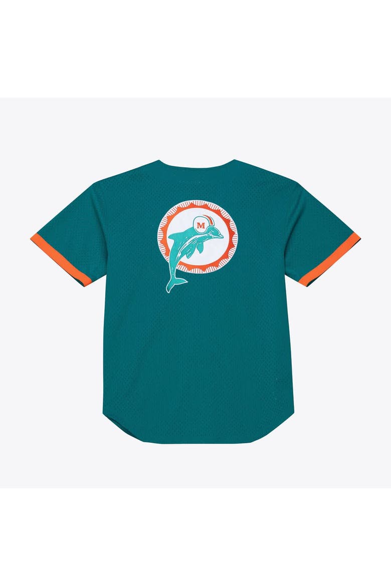 Men's Mitchell & Ness  Aqua Miami Dolphins Head Coach Mesh Full-Button Fashion Jersey, Alternate, color, Aqua