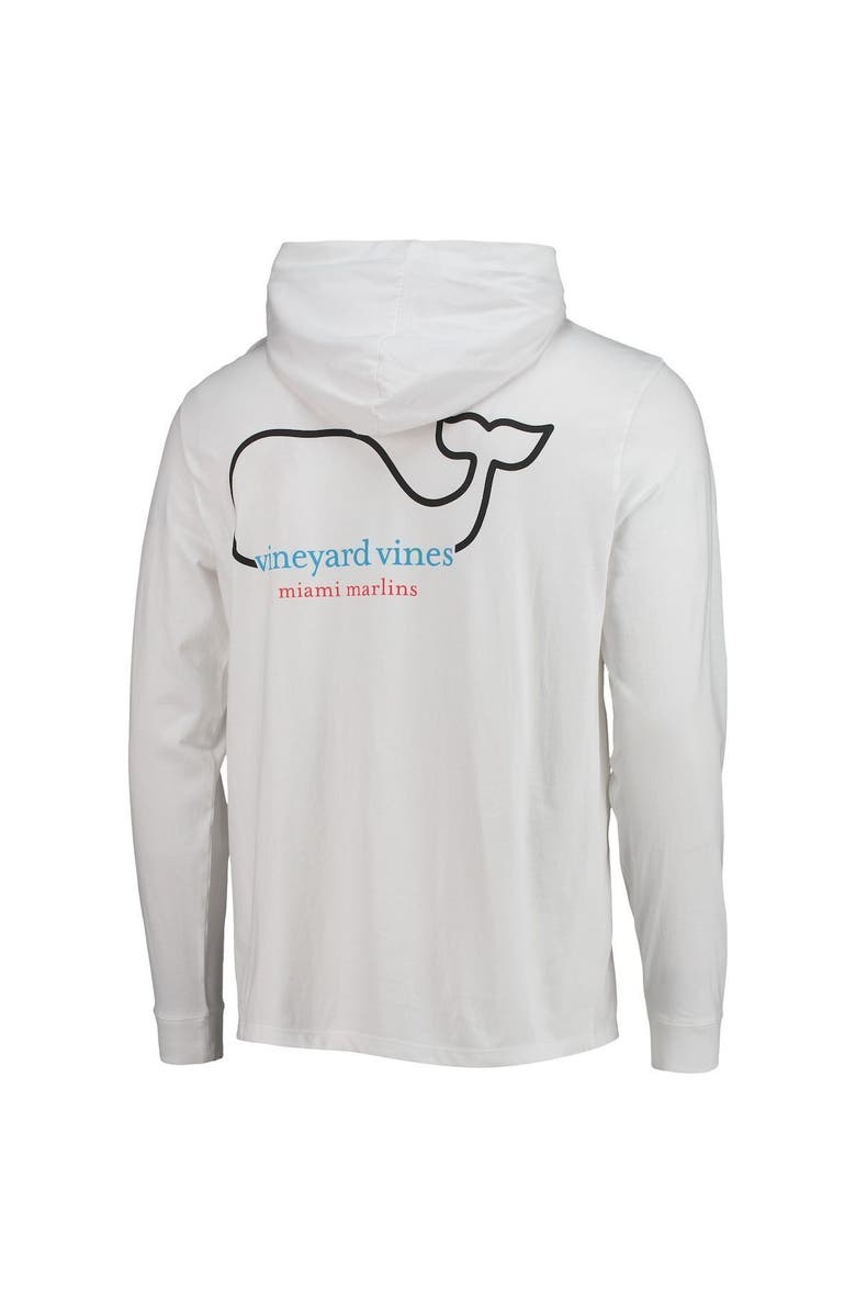vineyard vines Men's Vineyard Vines White Miami Marlins Logo Hoodie Long Sleeve T-Shirt, Alternate, color, 
