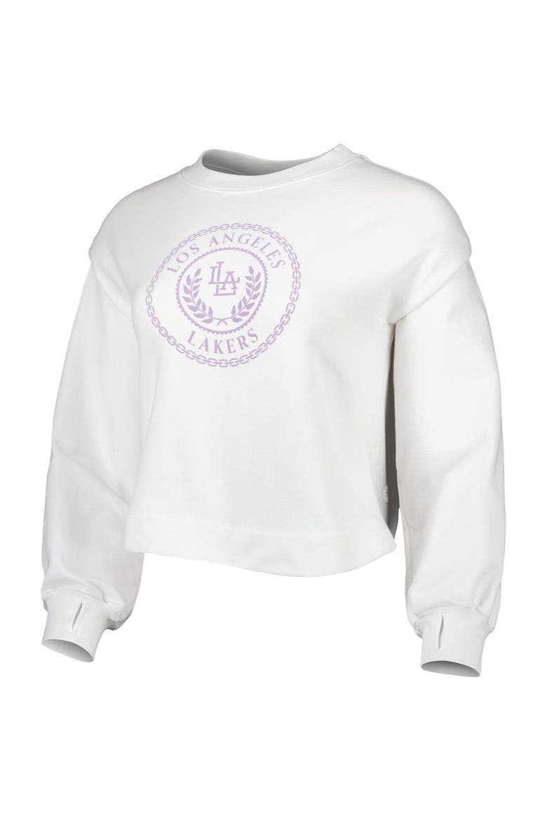 Women's Lusso White Los Angeles Lakers Lola Ball and Chain Pullover Sweatshirt, Alternate, color, White