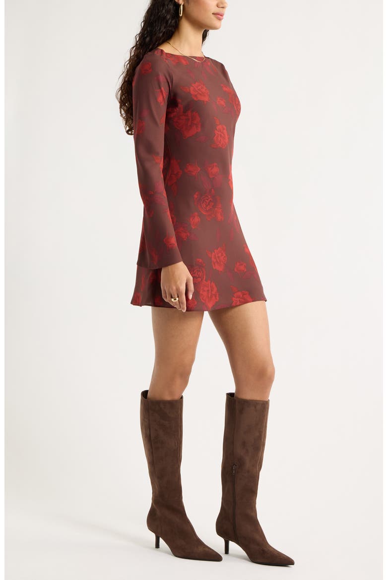 Bias Cut Minidress, Alternate, color, RED ROSED FLORAL