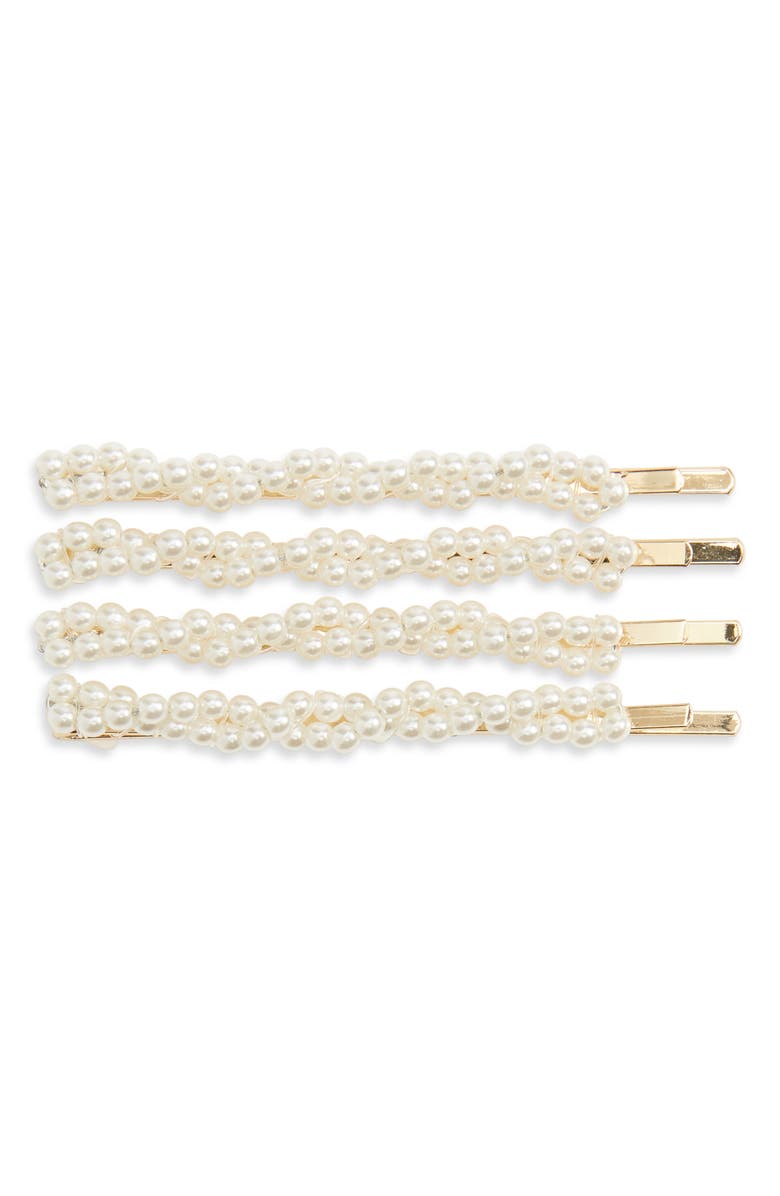 Tasha 4-Pack Twist Imitation Pearl Bobby Pins, Main, color, 