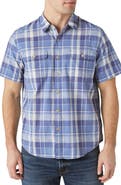 Lucky Brand Plaid Short Sleeve Cotton Button-Up Shirt