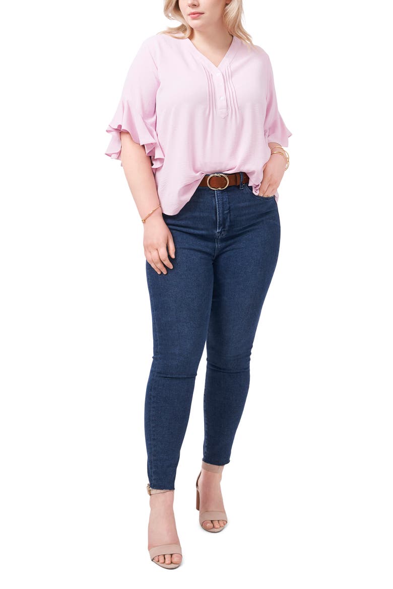 Flutter Sleeve Blouse, Alternate, color, CORSAGE PINK