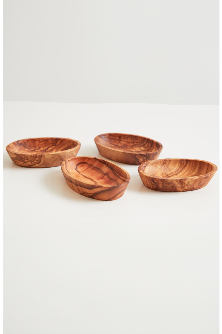 Olivewood Aperitivo Bowls - Set of 4, Main, color, Beige