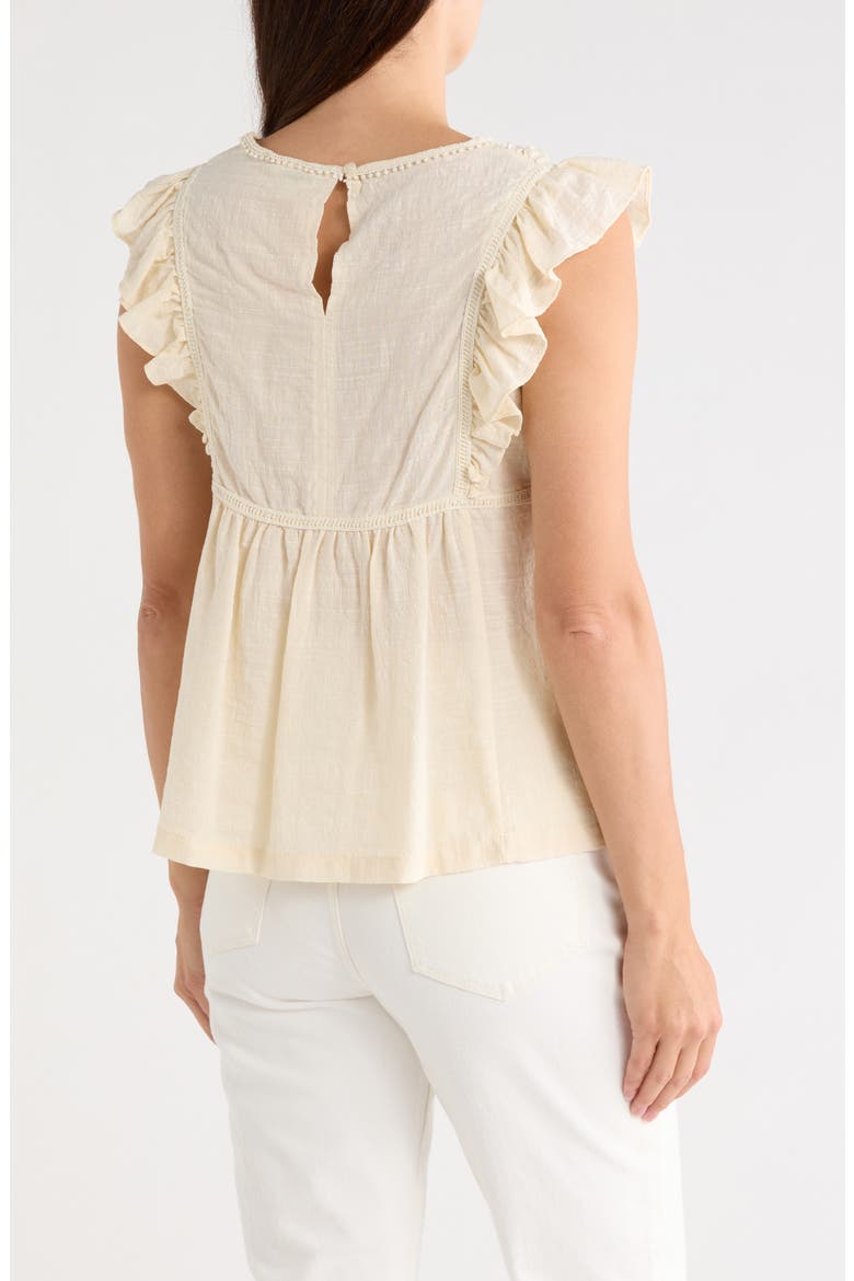 Ruffle Cap Sleeve Babydoll Top, Alternate, color, ANTIQUE WHITE
