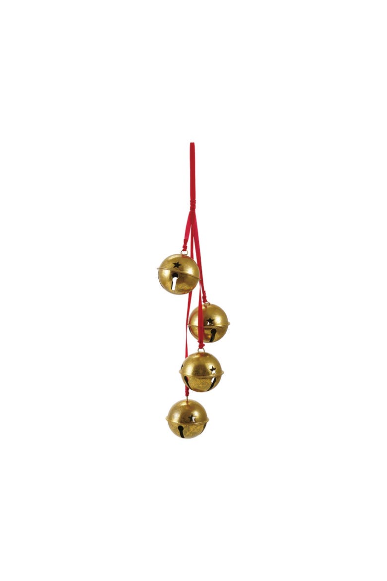Iron Bells on Velvet Ribbon, Main, color, Red and Gold