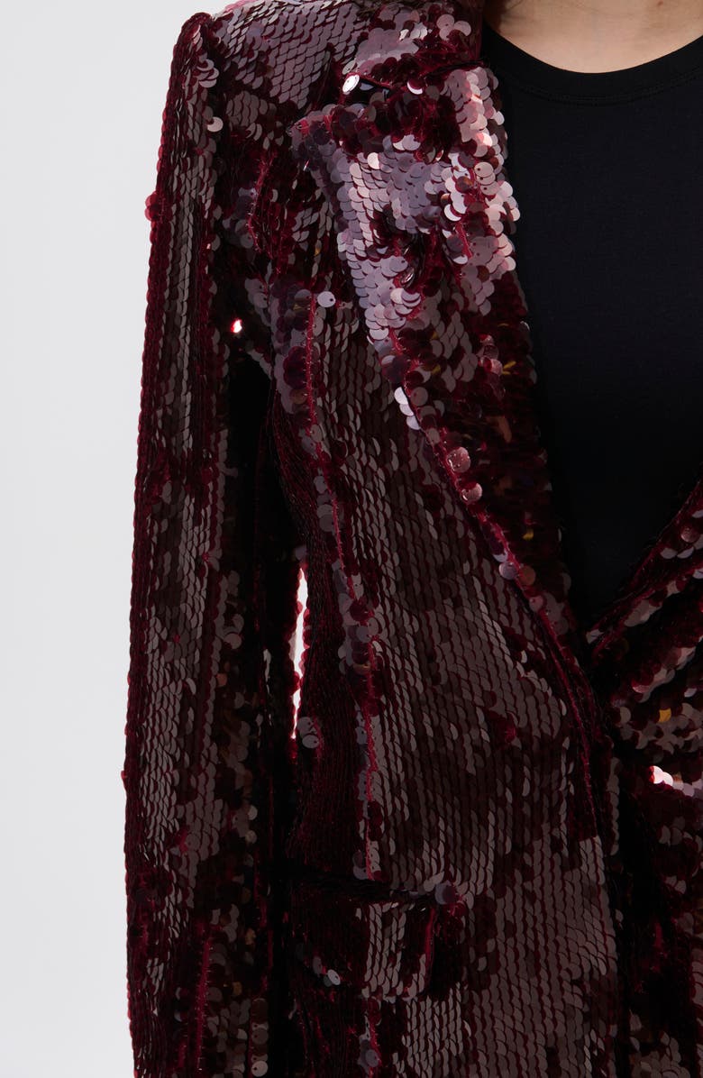 AZALEA WANG Dubai Sequin Blazer, Alternate, color, Burgundy