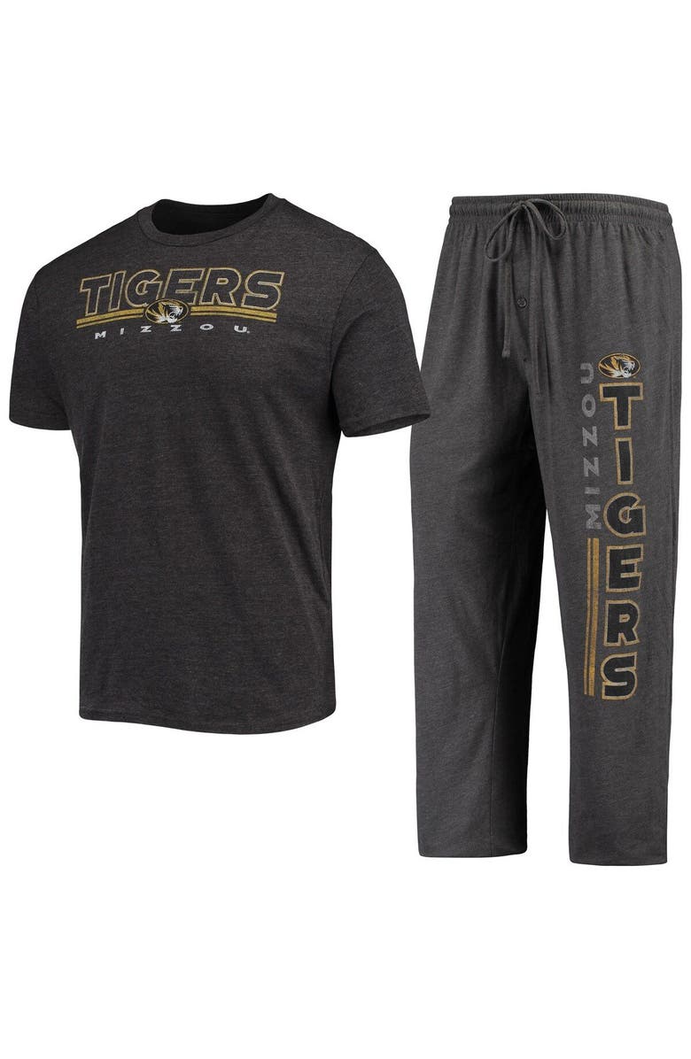 CONCEPTS SPORT Men's Concepts Sport Heathered Charcoal/Black Missouri Tigers Meter T-Shirt & Pants Sleep Set, Main, color, 