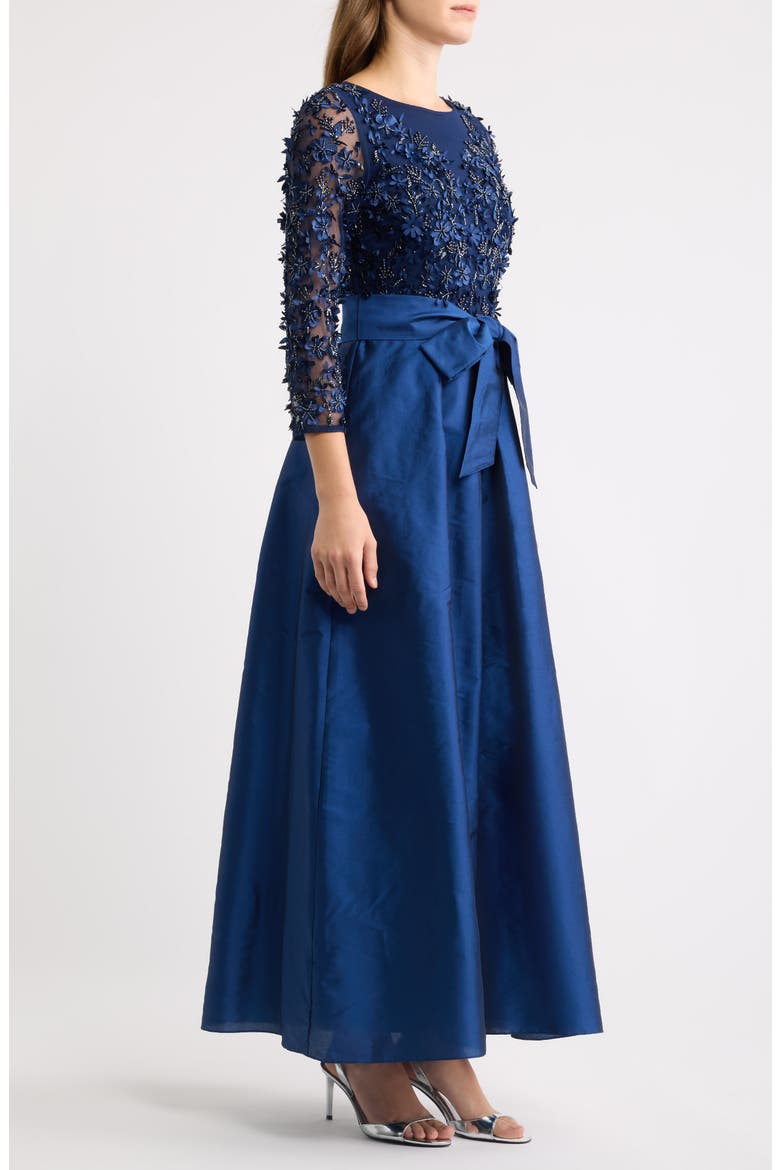 3D Floral Bodice Beaded Gown, Alternate, color, NAVY 410