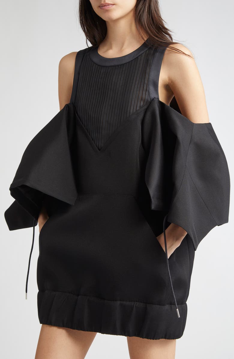 Sacai Silk & Cotton Double Face Layered Dress, Alternate, color, 