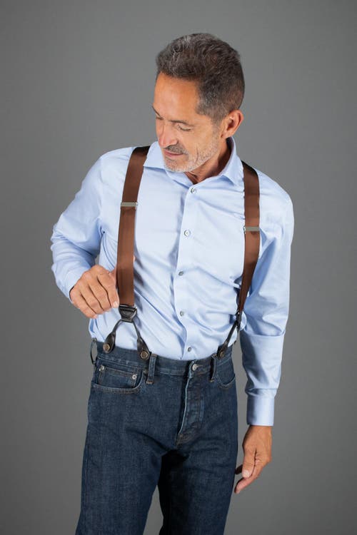 TRAFALGAR TRAFALGAR BIG & TALL DUTTON SOLID COLORED SILK BUTTON END SUSPENDERS 