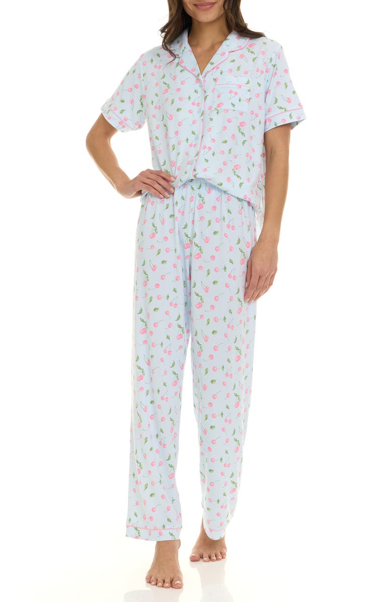 Flora By Flora Nikrooz Gabriella Piped Jersey Pajamas, Alternate, color, Blue