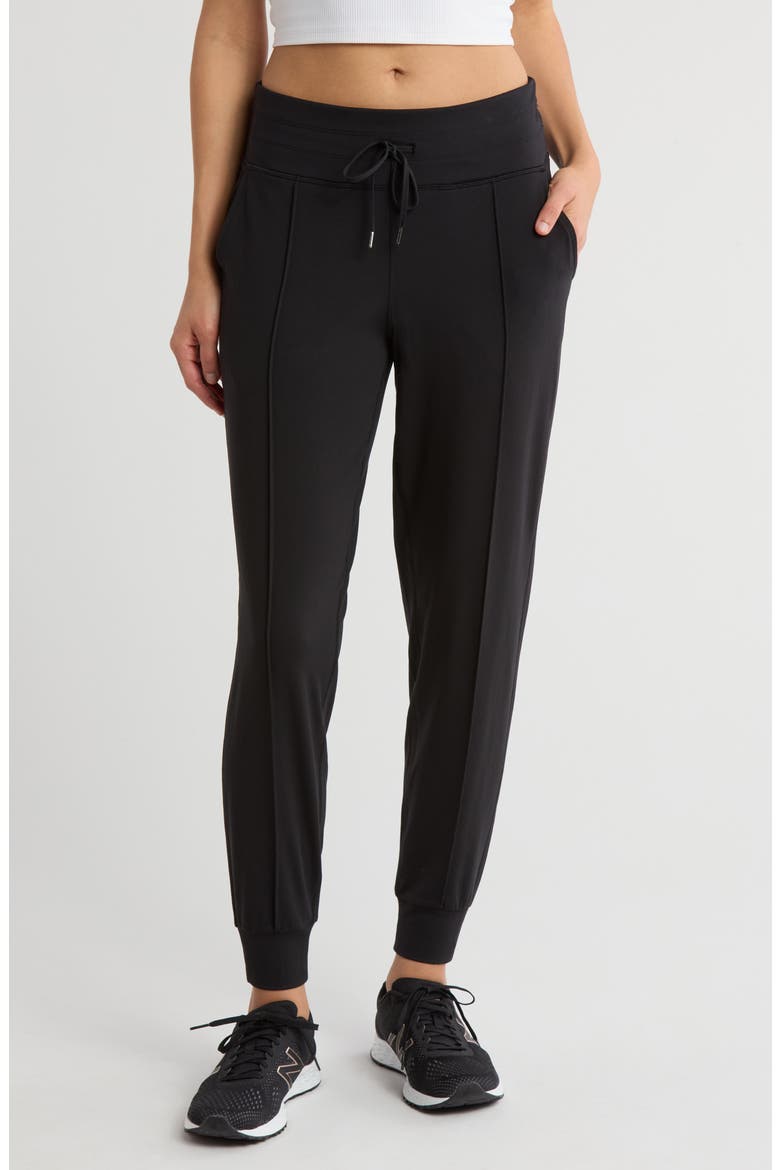 Interlock Light Work High Waist Joggers, Main, color, BLACK