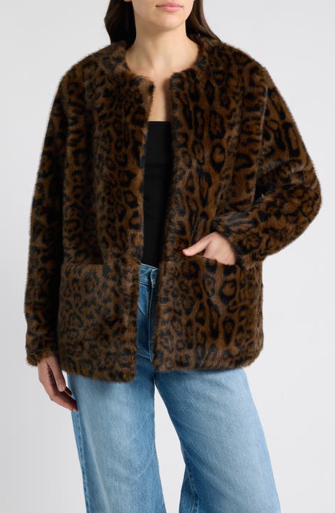 Lucia Leopard Print Faux Fur Coat