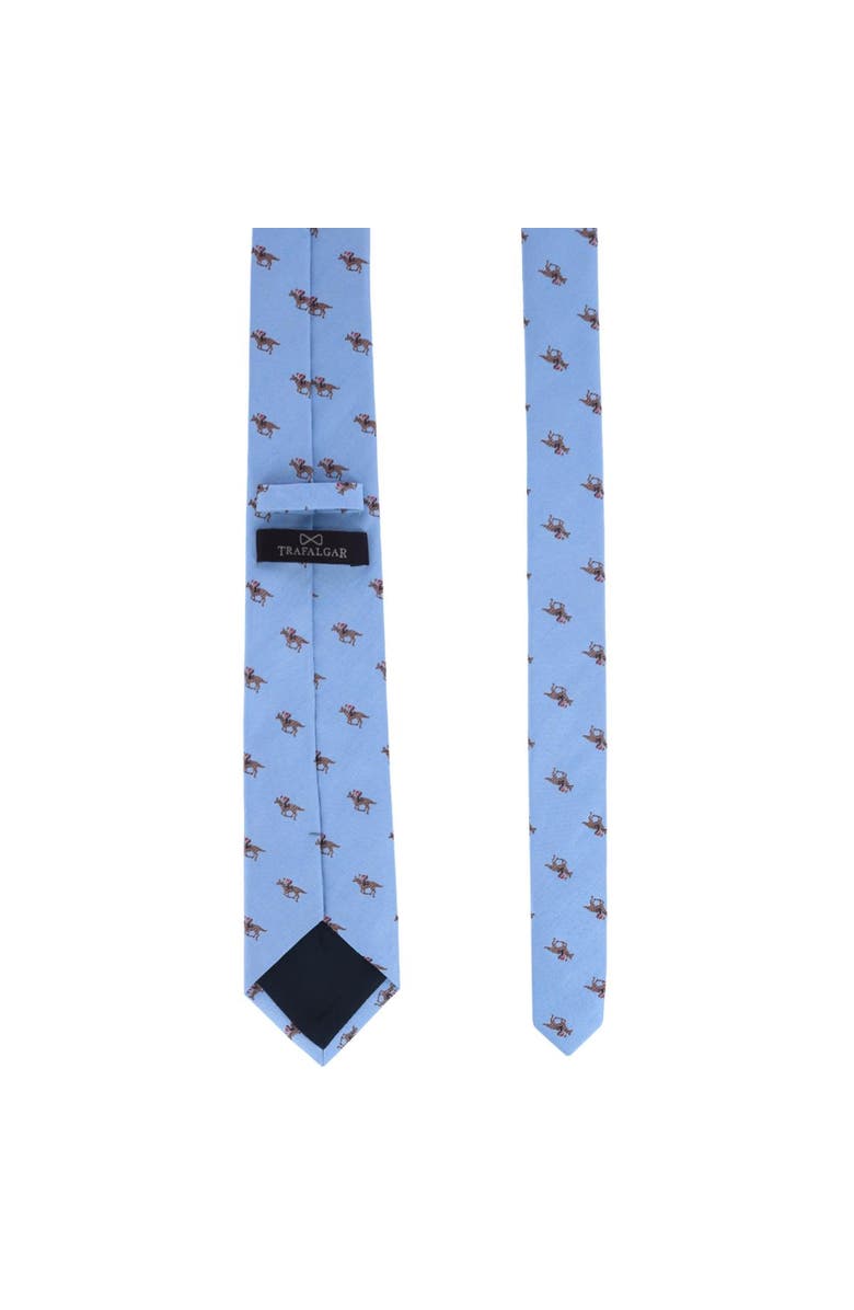Trafalgar Down The Stretch Racehorse Linen Blend Necktie, Alternate, color, Light Blue