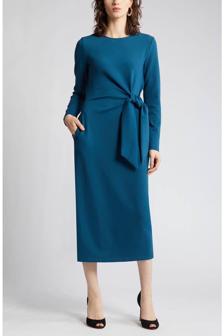 nordstrom tie waist long sleeve knit midi dress Tie Waist Long Sleeve Knit Midi Dress (Women)