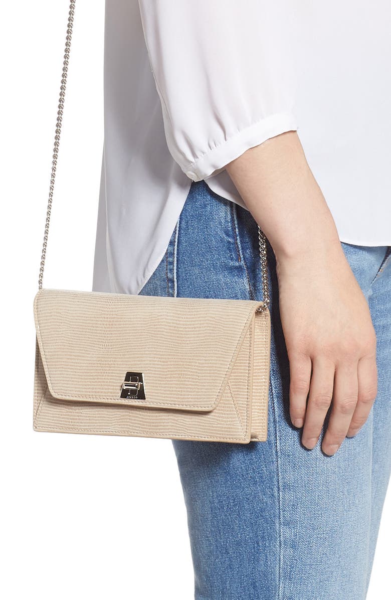 Akris Anouk Lizard Embossed Wallet on a Chain, Alternate, color,
