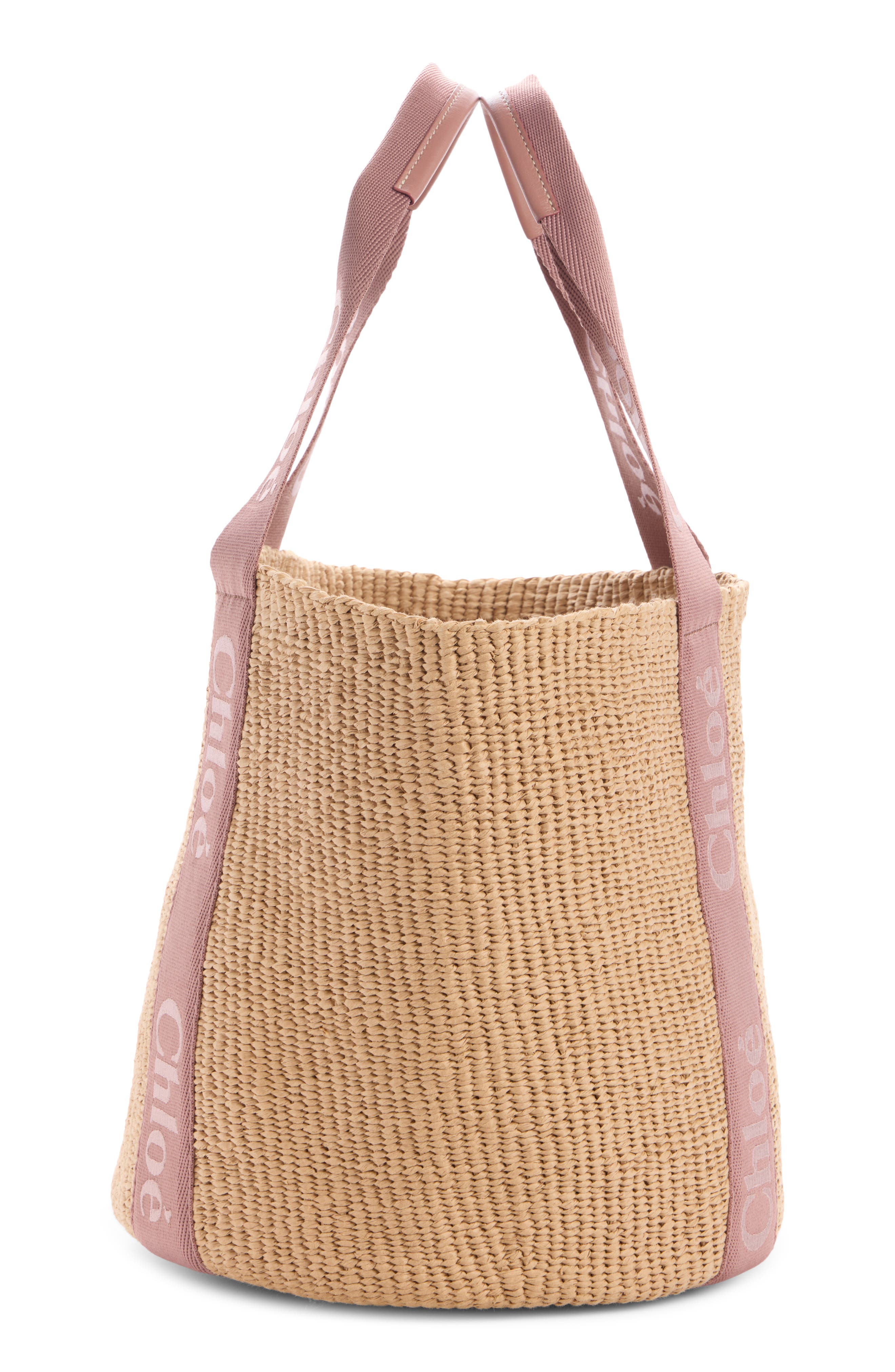 Large Woody Straw Basket Tote, Alternate, color, NOUGAT