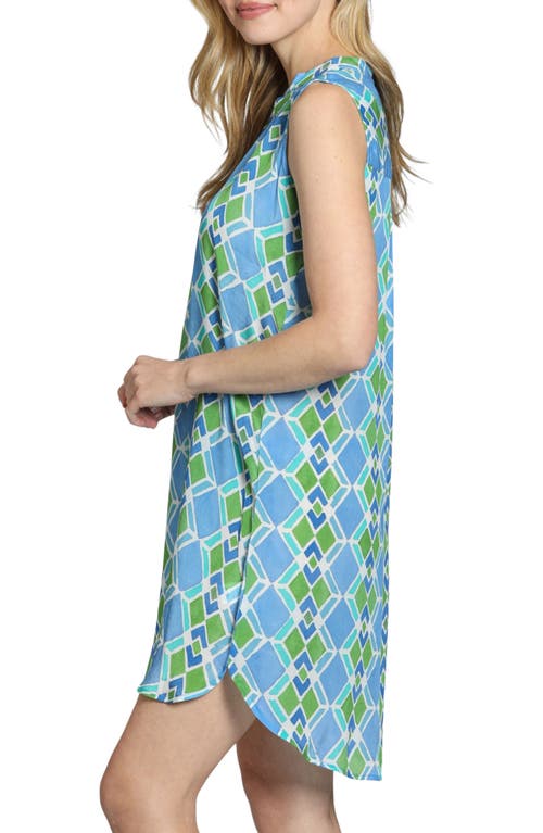 Apny Sleeveless Shift Dress In Blue/green Multi