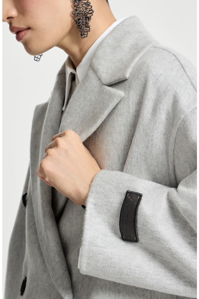 Cashmere double beaver cloth pea coat, Alternate, color, Light Grey