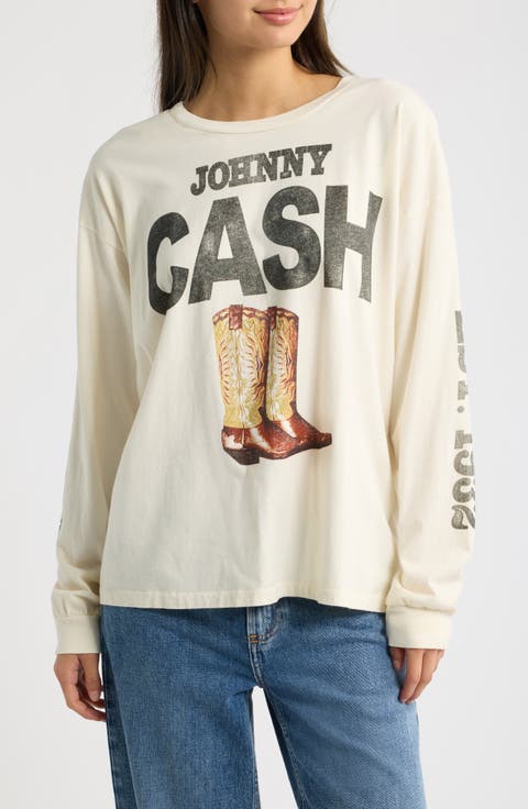 Johnny Cash 1932 Boots Long Sleeve Graphic Tee