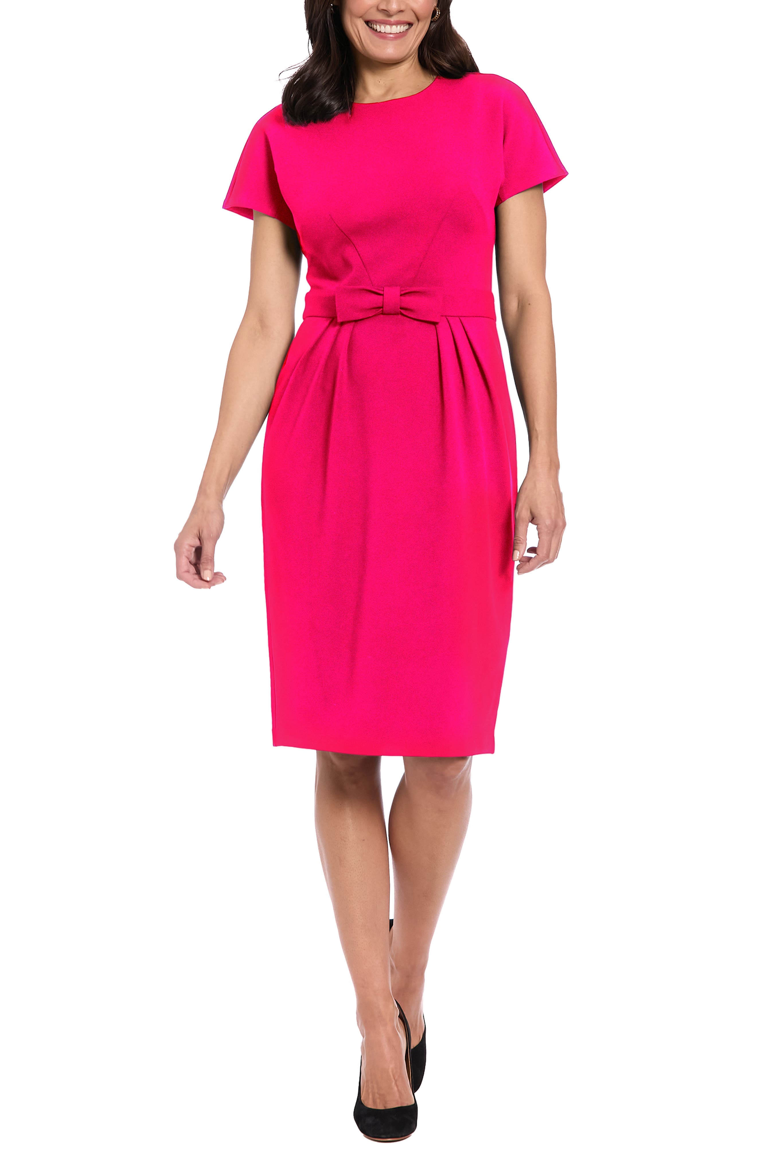 London Times Bow Waist Sheath Dress