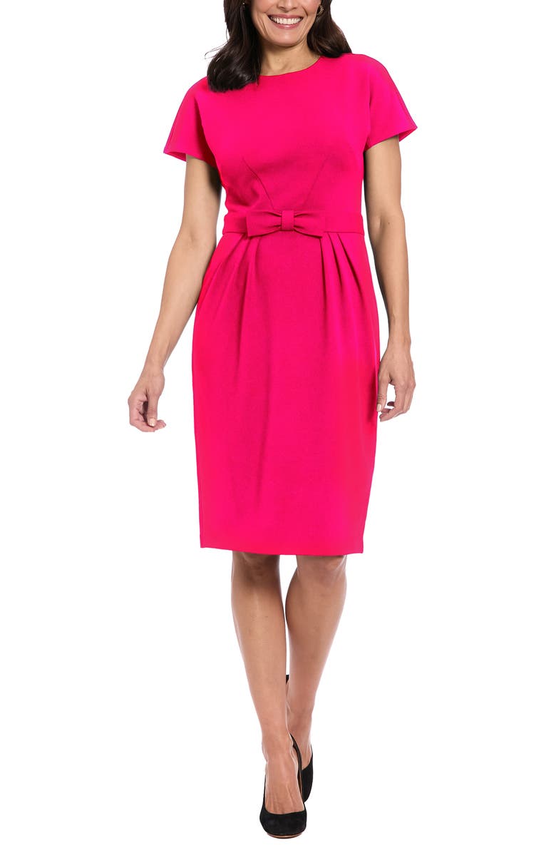 London Times Bow Waist Sheath Dress, Main, color, Lilac/ Rose