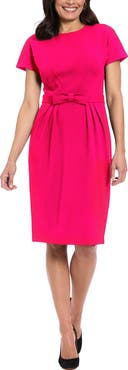 London Times Bow Waist Sheath Dress