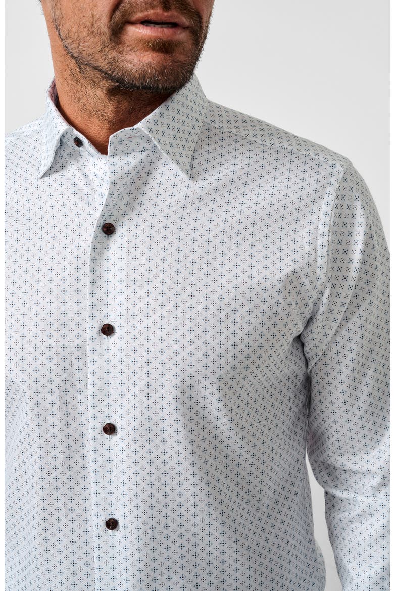 Neat Sport Shirt, Alternate, color, WHITE/ CHOCOLATE